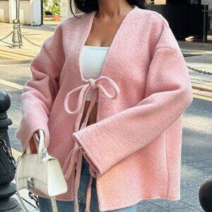 Pink Casual Women's Plus Size Long Sleeve Coat